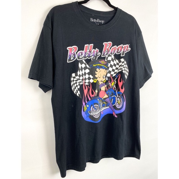 Betty Boop Biker Pinup Oversized Graphic Tee, Black - Size L - Picture 3 of 5